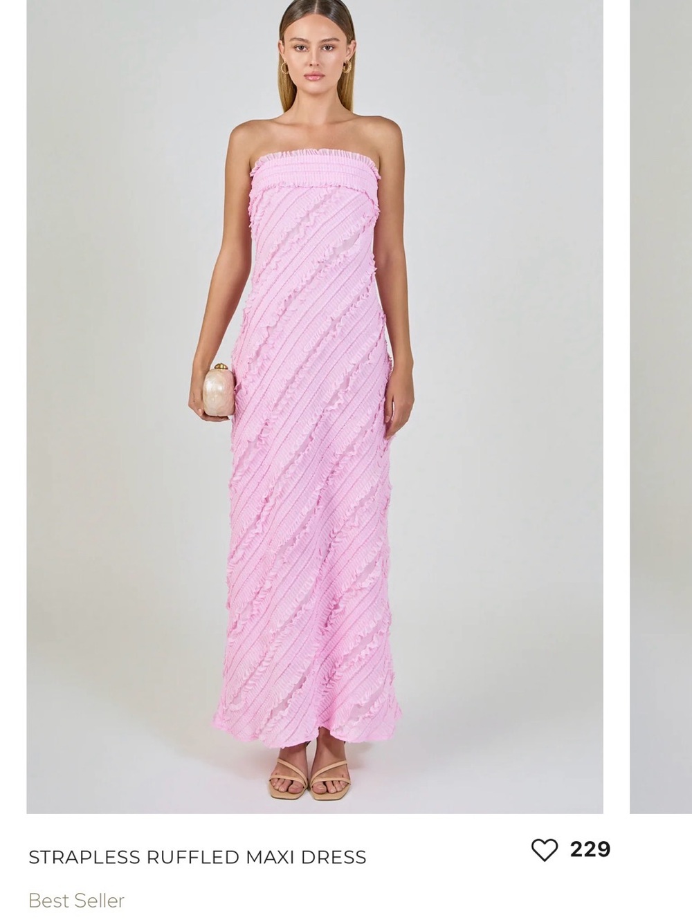 Endless Rose Strapless Ruffled Maxi Dress - Light Pink